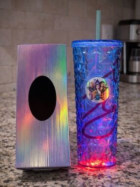 KPOP LED Light Up Tumbler Cup w/ Straw + Holographic Box Set